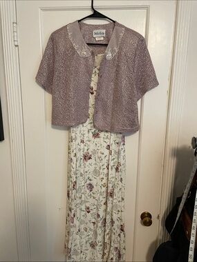 Petite Sophisticate Lavender Knit Bolero with Floral Maxi Dress
